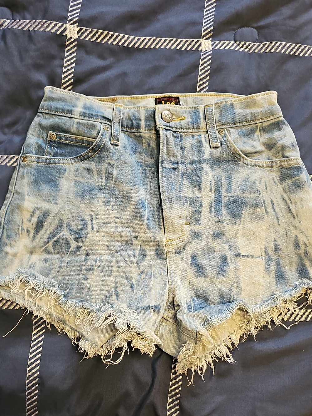 Lee Light Blue Tie-Dye Denim Cutoff Shorts